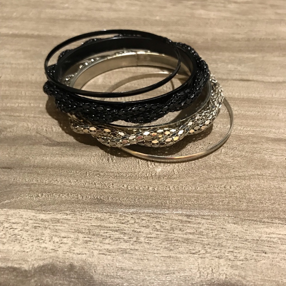 Black and Silver Bracelet Set